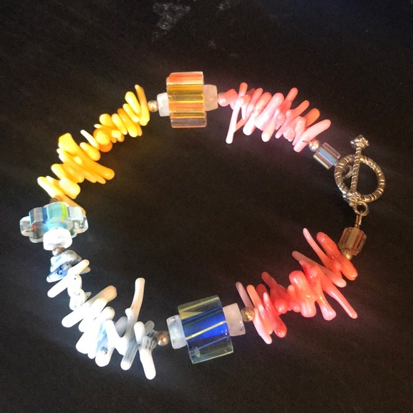 Handcrafted cupolini coral and cane glass - Picture 2 of 2